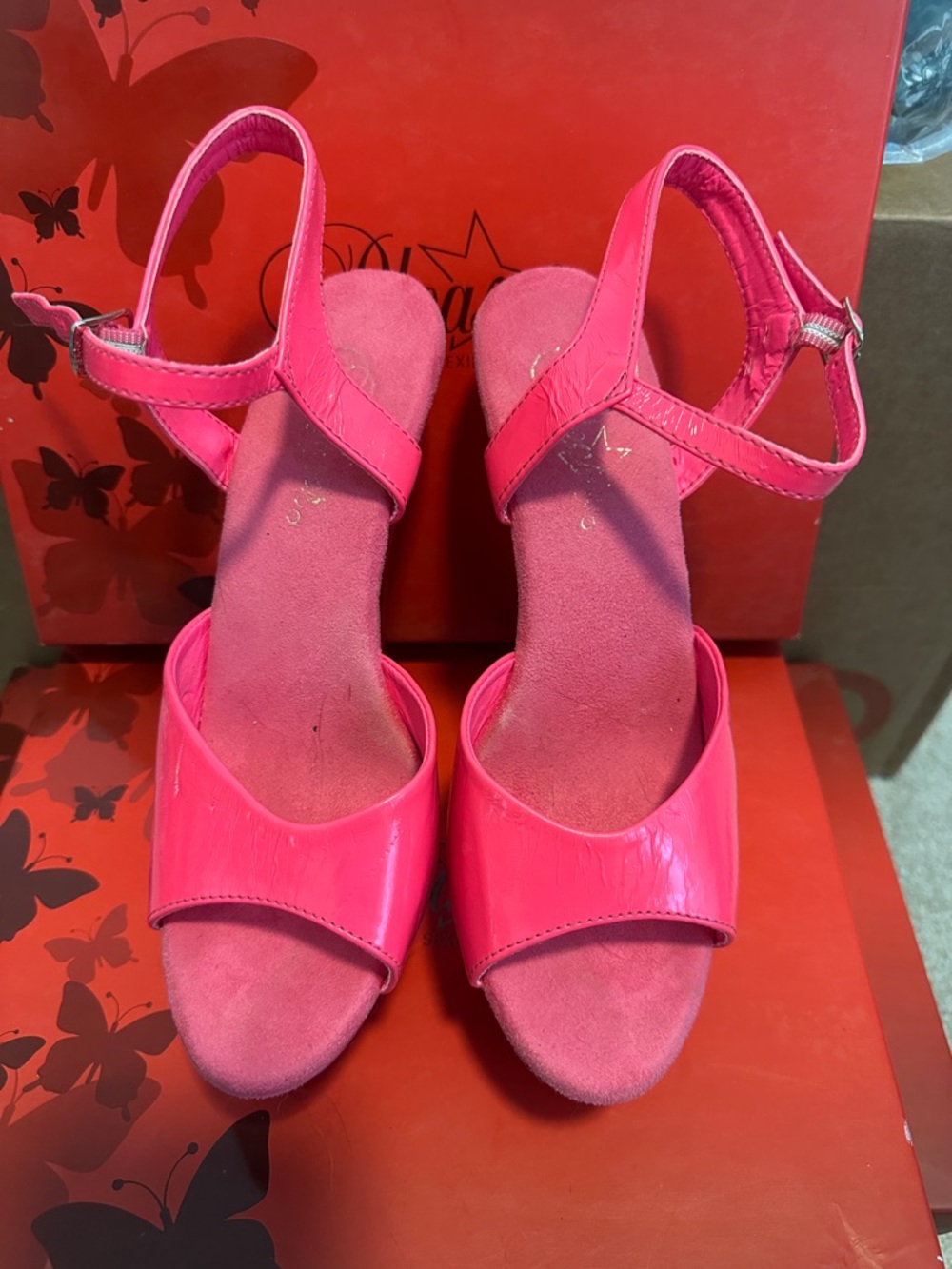 Pleaser Hot Pink Open-Toe Ankle Strap Heels